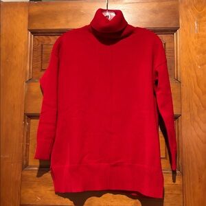 ANN Taylor Red TURTLENECK Tunic Style Women's Sweater Size XXS